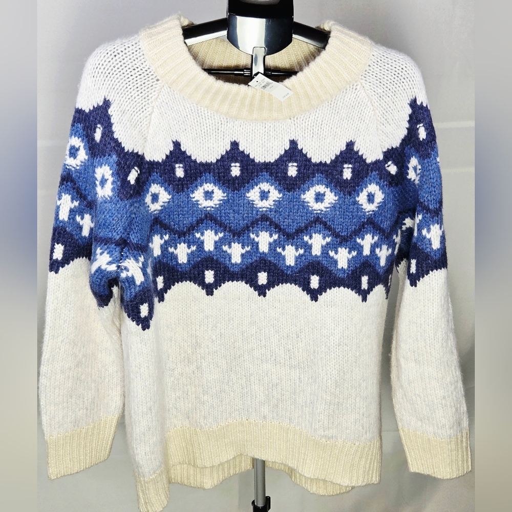 NWT Aerie Fair Isle Hygge Nordic Wool Blend Sweater, Medium‎